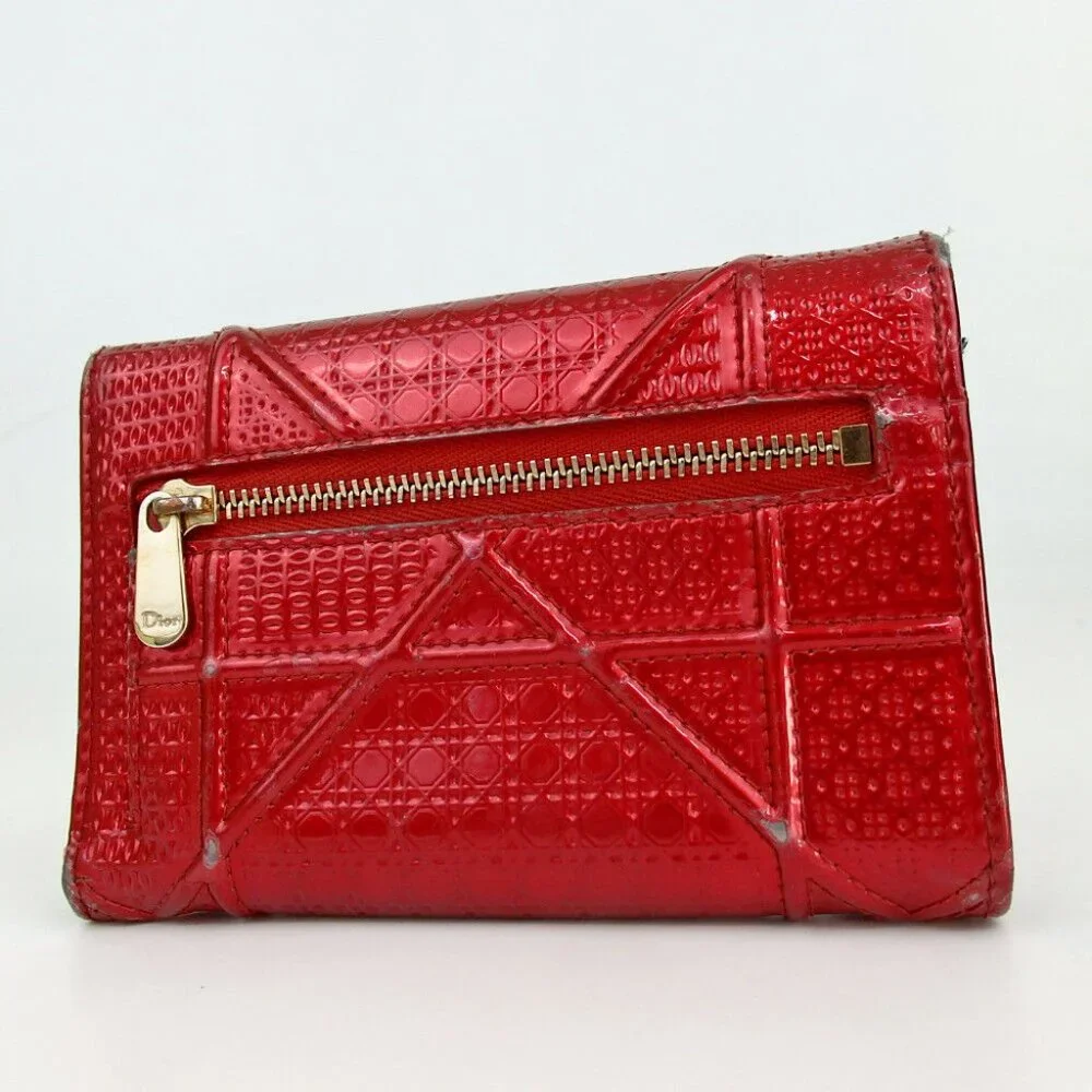Authentic Christian Dior 26-MA-1107 Diorama Tri-fold wallet leather[Used]
